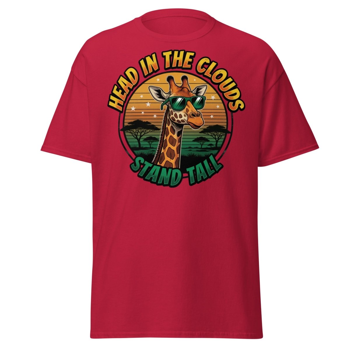 Head in the Clouds Giraffe T-Shirt - Stand Tall Funny Tee - Cardinal - TeeRipple