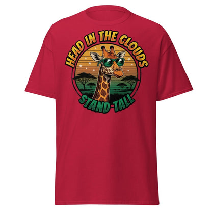 Head in the Clouds Giraffe T-Shirt - Stand Tall Funny Tee - Cardinal - TeeRipple