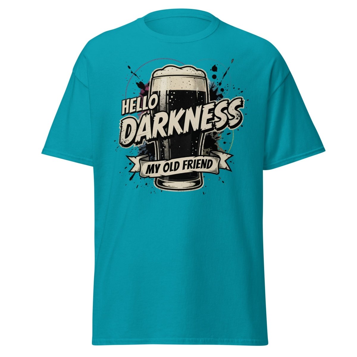 Hello Darkness My Old Friend Beer T-Shirt - Funny Drinking Tee - Tropical Blue - TeeRipple