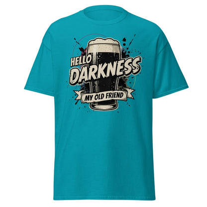Hello Darkness My Old Friend Beer T-Shirt - Funny Drinking Tee - Tropical Blue - TeeRipple