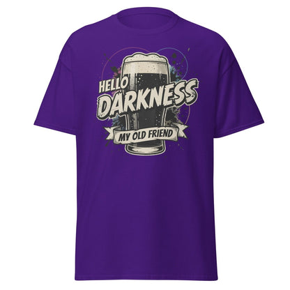 Hello Darkness My Old Friend Beer T-Shirt - Funny Drinking Tee - Purple - TeeRipple