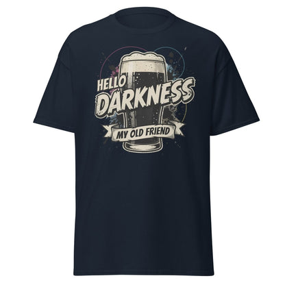Hello Darkness My Old Friend Beer T-Shirt - Funny Drinking Tee - Navy - TeeRipple