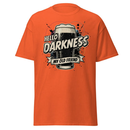 Hello Darkness My Old Friend Beer T-Shirt - Funny Drinking Tee - Orange - TeeRipple