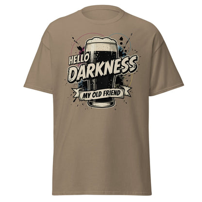 Hello Darkness My Old Friend Beer T-Shirt - Funny Drinking Tee - Brown Savana - TeeRipple