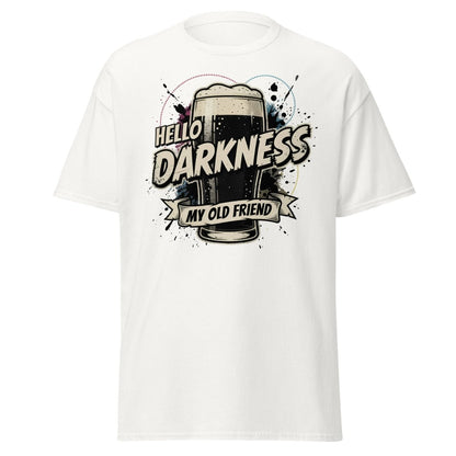 Hello Darkness My Old Friend Beer T-Shirt - Funny Drinking Tee - White - TeeRipple