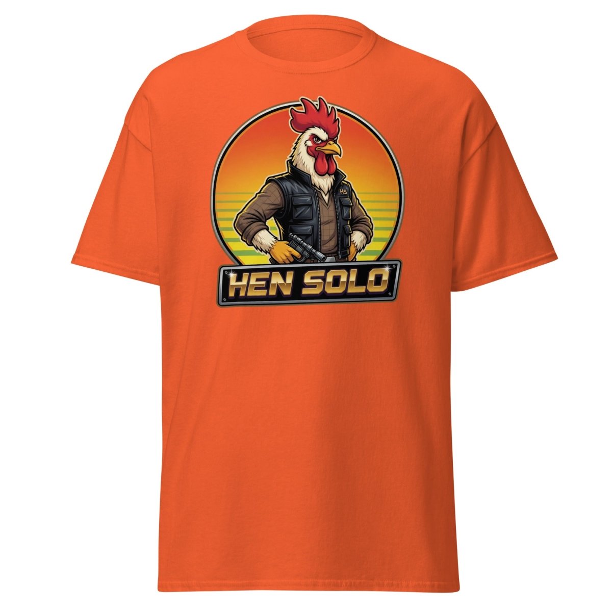Hen Solo Funny Chicken Rooster T-Shirt - Orange - TeeRipple