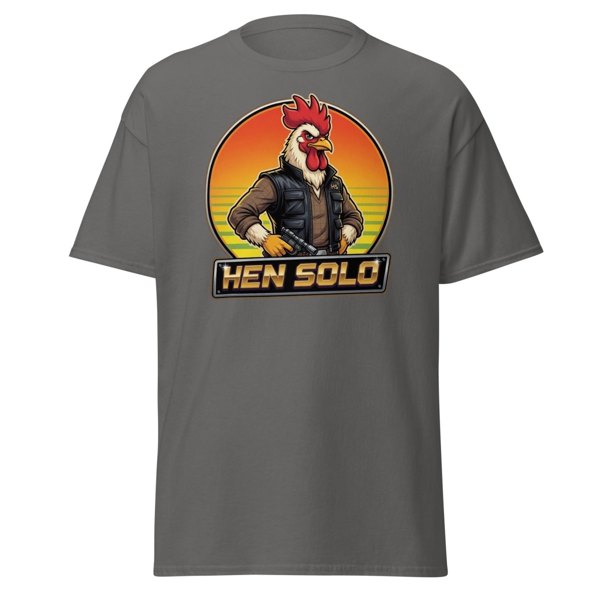 Hen Solo Funny Chicken Rooster T-Shirt - Charcoal - TeeRipple