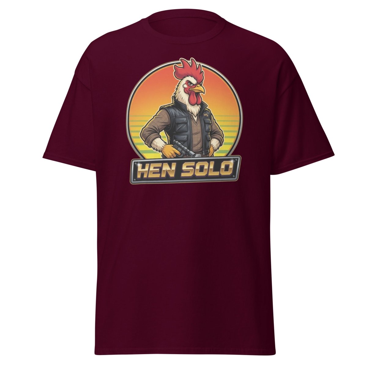 Hen Solo Funny Chicken Rooster T-Shirt - Maroon - TeeRipple