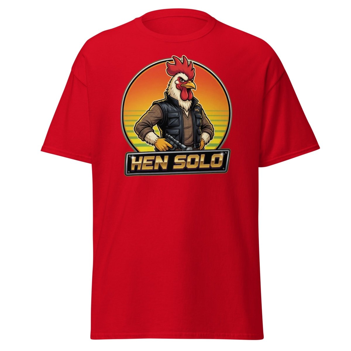 Hen Solo Funny Chicken Rooster T-Shirt - Red - TeeRipple