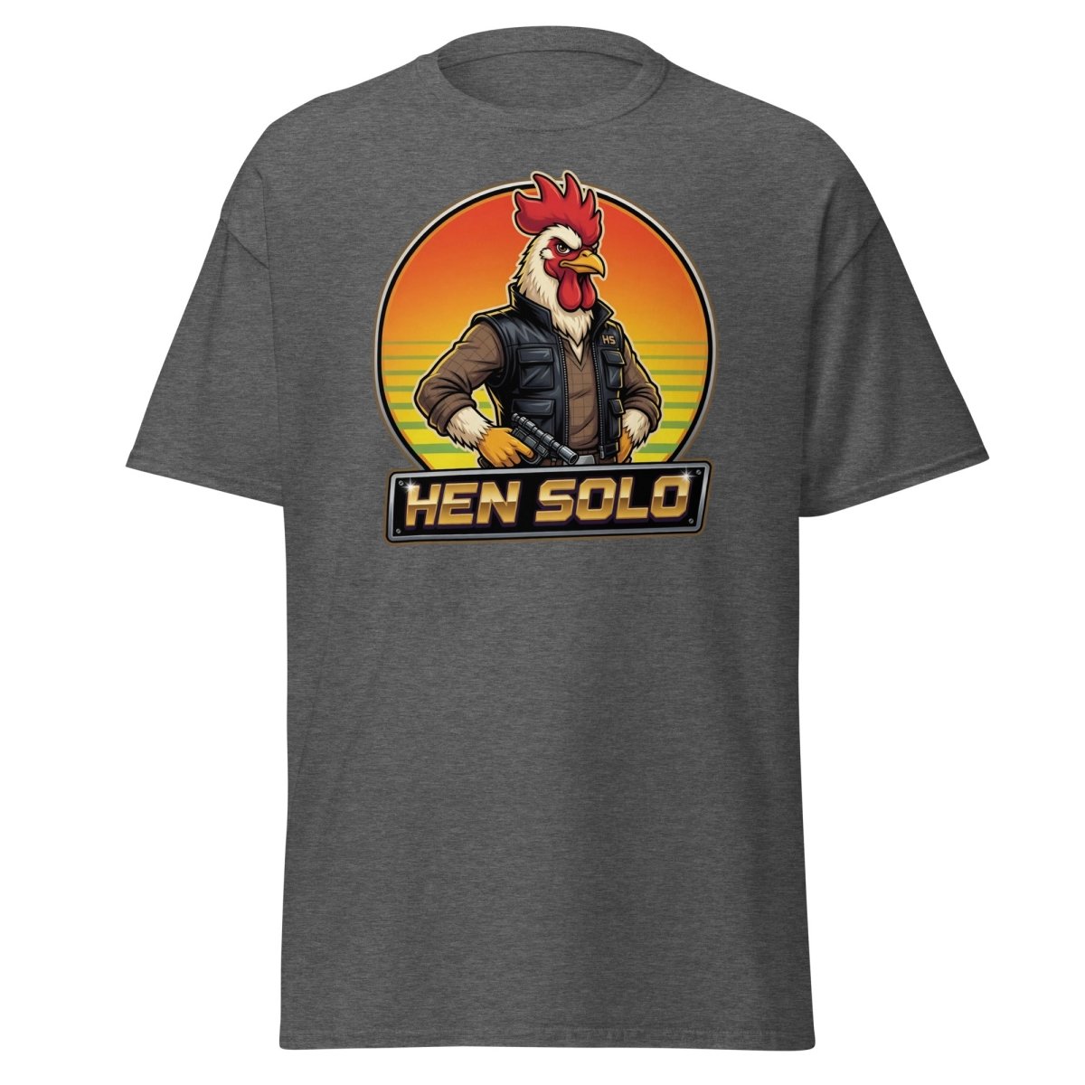 Hen Solo Funny Chicken Rooster T-Shirt - Dark Heather - TeeRipple