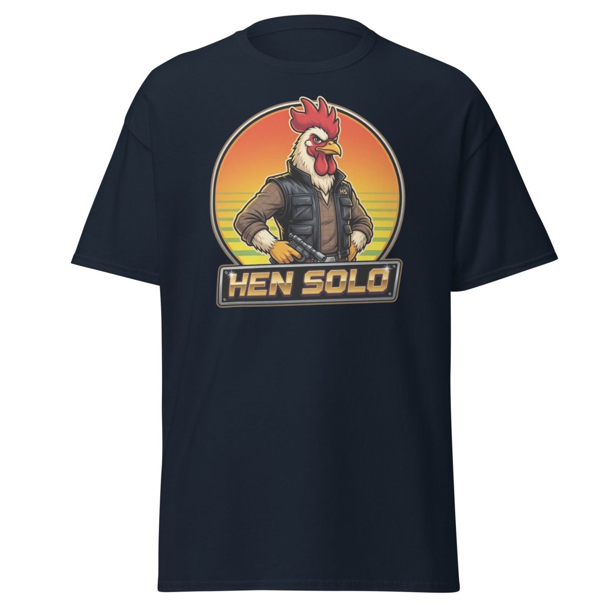 Hen Solo Funny Chicken Rooster T-Shirt - Navy - TeeRipple