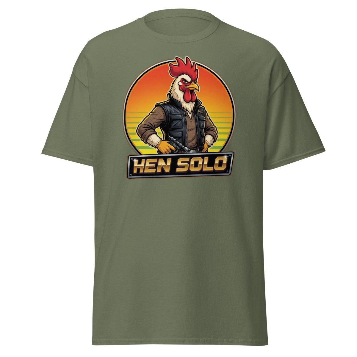 Hen Solo Funny Chicken Rooster T-Shirt - Military Green - TeeRipple
