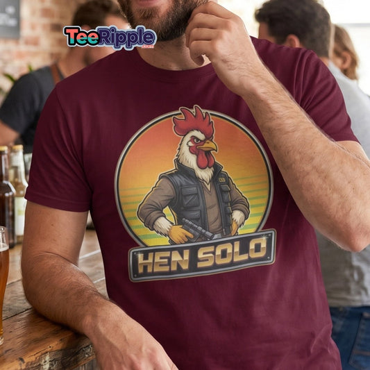 Hen Solo Funny Chicken Rooster T-Shirt - Maroon - TeeRipple