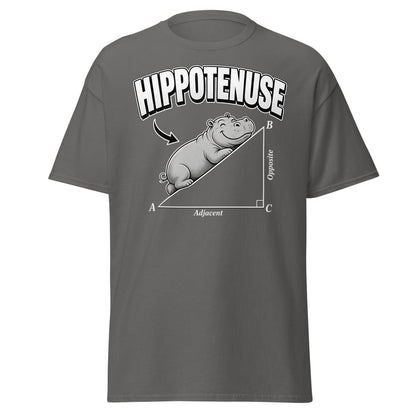 Hippotenuse Funny Math Hippo Geometry Pun T-Shirt - Charcoal - TeeRipple