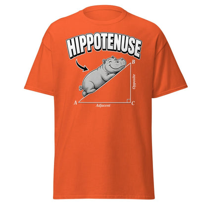 Hippotenuse Funny Math Hippo Geometry Pun T-Shirt - Orange - TeeRipple