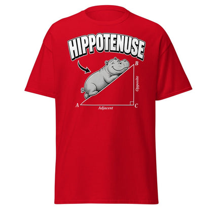 Hippotenuse Funny Math Hippo Geometry Pun T-Shirt - Red - TeeRipple