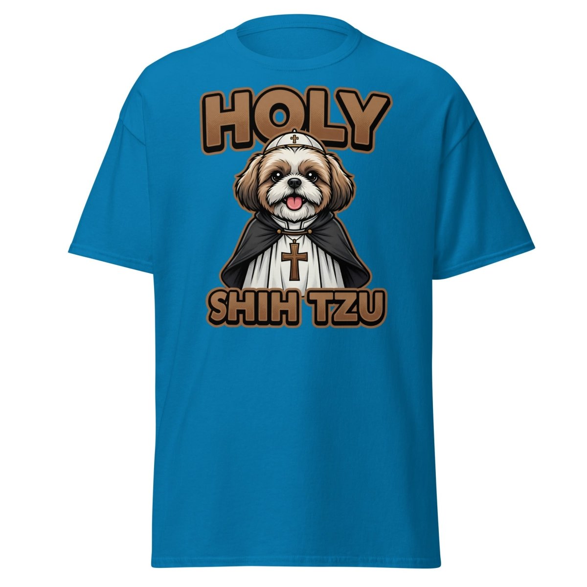 Holy Shih Tzu T-Shirt - Funny Dog Pope Pun Tee - Sapphire - TeeRipple