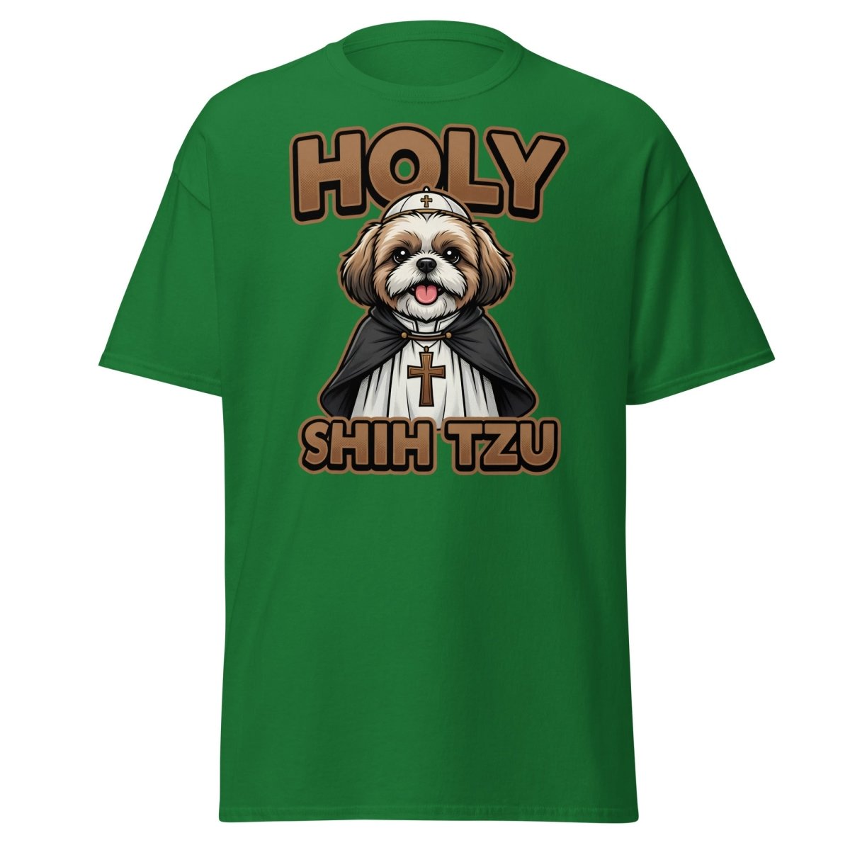 Holy Shih Tzu T-Shirt - Funny Dog Pope Pun Tee - Turf Green - TeeRipple