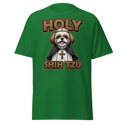 Holy Shih Tzu T-Shirt - Funny Dog Pope Pun Tee - Turf Green - TeeRipple