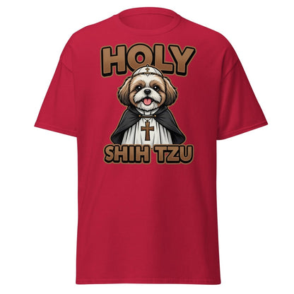 Holy Shih Tzu T-Shirt - Funny Dog Pope Pun Tee - Cardinal - TeeRipple