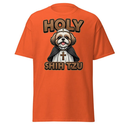 Holy Shih Tzu T-Shirt - Funny Dog Pope Pun Tee - Orange - TeeRipple