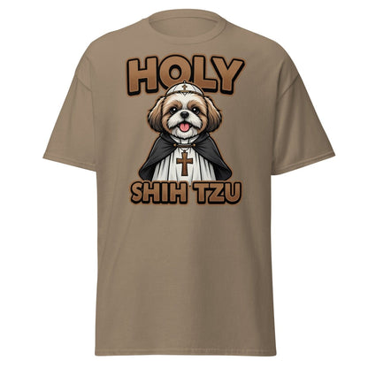 Holy Shih Tzu T-Shirt - Funny Dog Pope Pun Tee - Brown Savana - TeeRipple