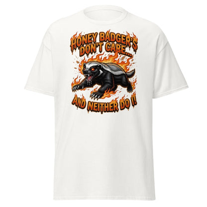 Honey Badger Don't Care T-Shirt – Funny Meme Tee - White - TeeRipple
