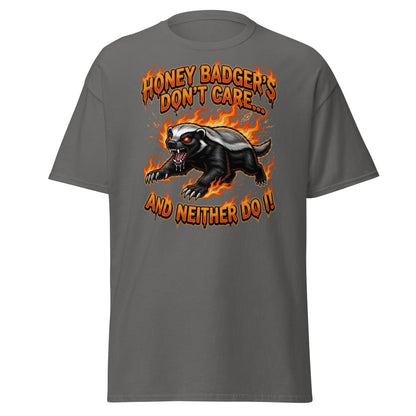 Honey Badger Don't Care T-Shirt – Funny Meme Tee - Charcoal - TeeRipple