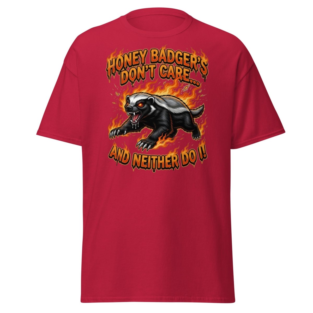 Honey Badger Don't Care T-Shirt – Funny Meme Tee - Cardinal - TeeRipple