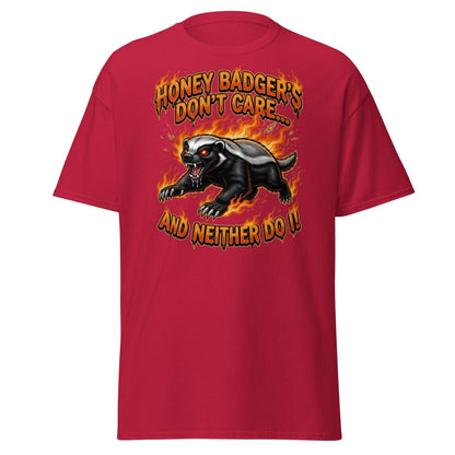 Honey Badger Don't Care T-Shirt – Funny Meme Tee - Cardinal - TeeRipple