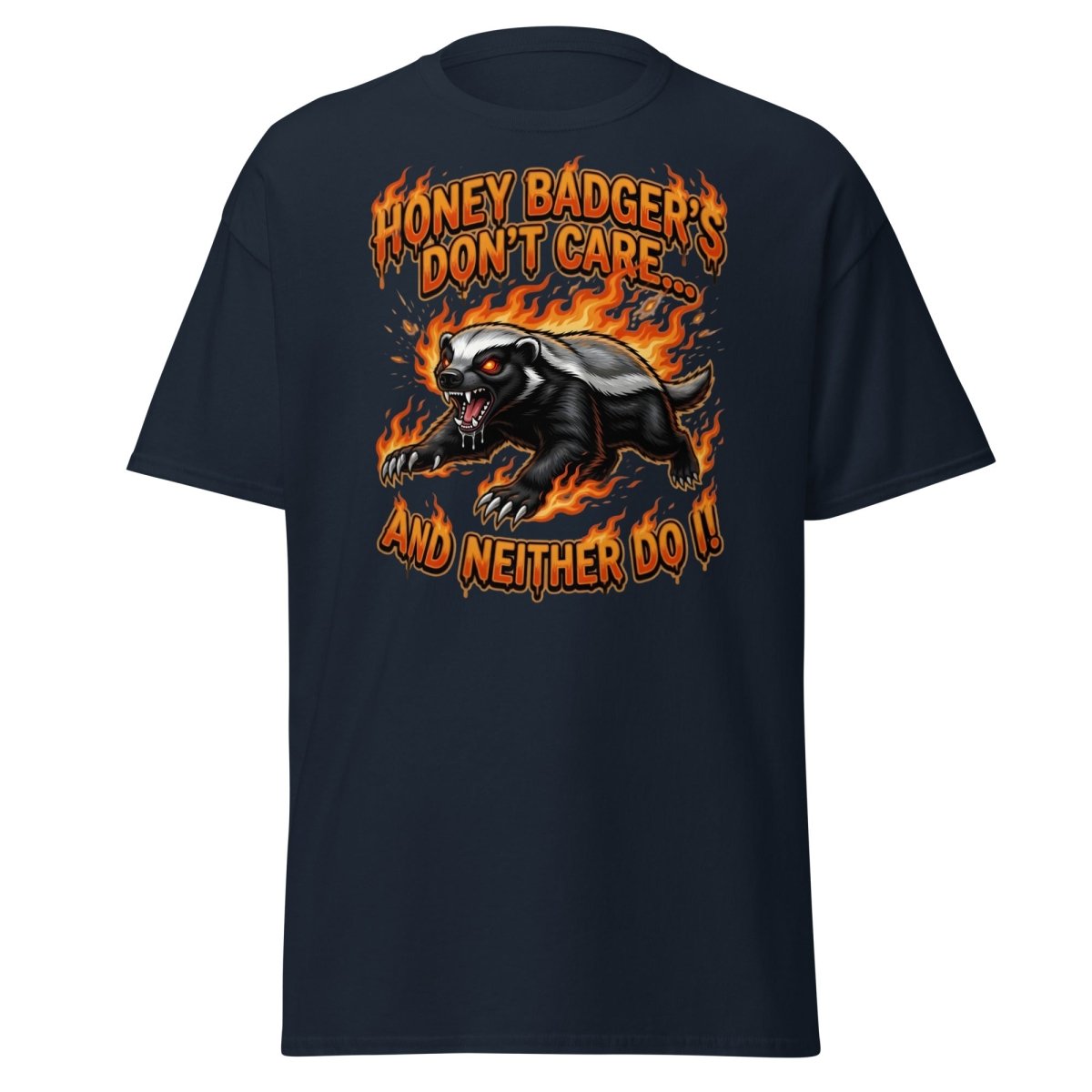 Honey Badger Don't Care T-Shirt – Funny Meme Tee - Navy - TeeRipple