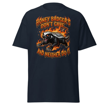 Honey Badger Don't Care T-Shirt – Funny Meme Tee - Navy - TeeRipple