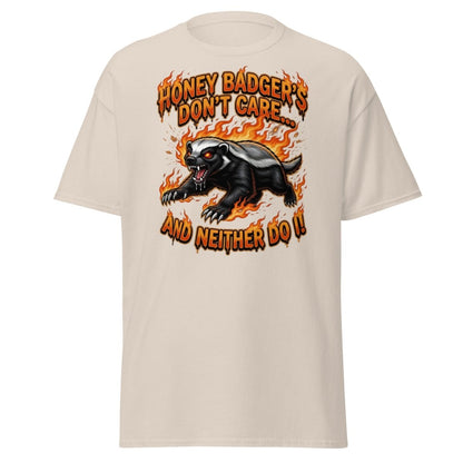 Honey Badger Don't Care T-Shirt – Funny Meme Tee - Natural - TeeRipple
