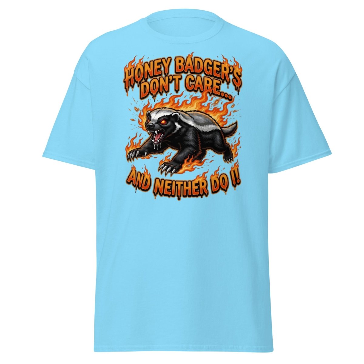 Honey Badger Don't Care T-Shirt – Funny Meme Tee - Sky - TeeRipple