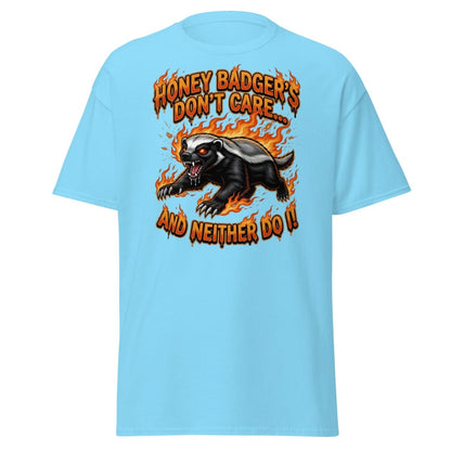 Honey Badger Don't Care T-Shirt – Funny Meme Tee - Sky - TeeRipple