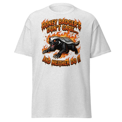 Honey Badger Don't Care T-Shirt – Funny Meme Tee - Ash - TeeRipple