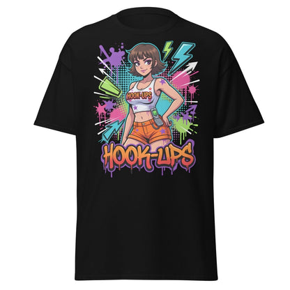 Hook - Ups Retro 90s Girl T-Shirt – Funny Y2K Party Tee - Black - TeeRipple