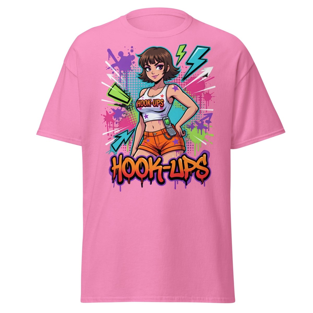 Hook - Ups Retro 90s Girl T-Shirt – Funny Y2K Party Tee - Azalea - TeeRipple