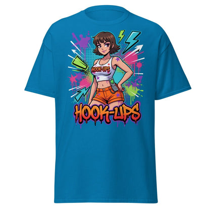 Hook - Ups Retro 90s Girl T-Shirt – Funny Y2K Party Tee - Sapphire - TeeRipple