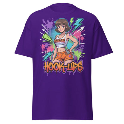 Hook - Ups Retro 90s Girl T-Shirt – Funny Y2K Party Tee - Purple - TeeRipple