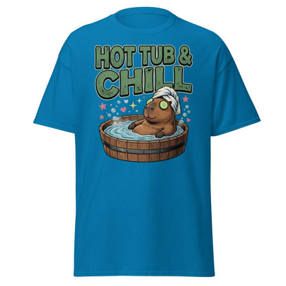 Hot Tub & Chill Capybara T-Shirt - Funny Relaxing Tee - Sapphire - TeeRipple
