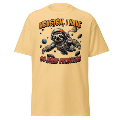 Houston I Have So Many Problems Sloth Astronaut T-Shirt - Yellow Haze - TeeRipple