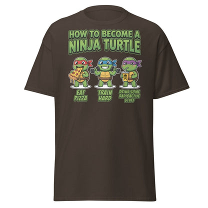 How to Become a Ninja Turtle T-Shirt Funny TMNT Parody Tee - Dark Chocolate - TeeRipple