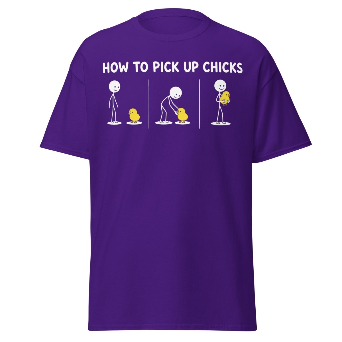 How to Pick Up Chicks Funny Comic Tee - Purple - TeeRipple