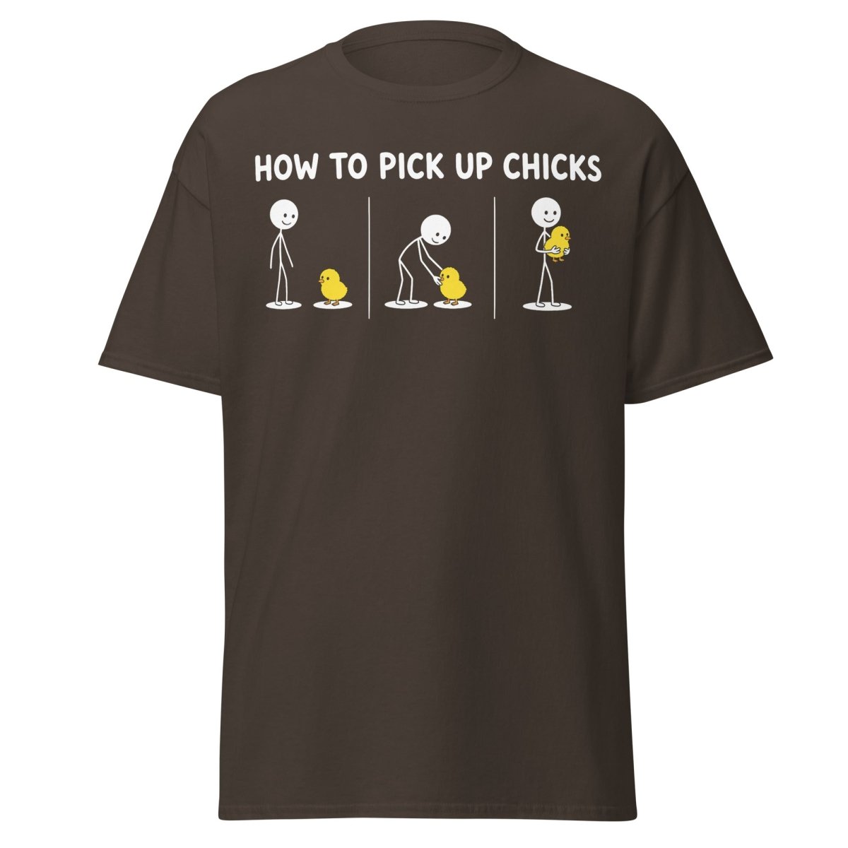 How to Pick Up Chicks Funny Comic Tee - Dark Chocolate - TeeRipple