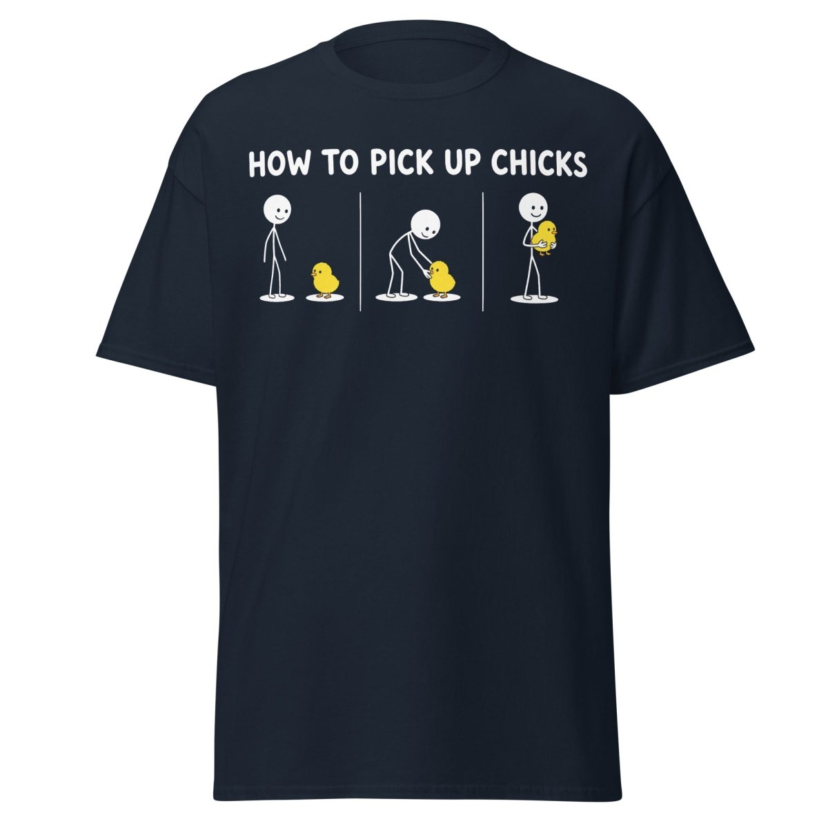 How to Pick Up Chicks Funny Comic Tee - Navy - TeeRipple
