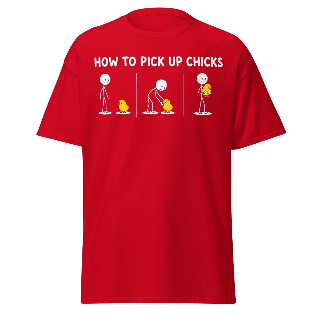 How to Pick Up Chicks Funny Comic Tee - Red - TeeRipple