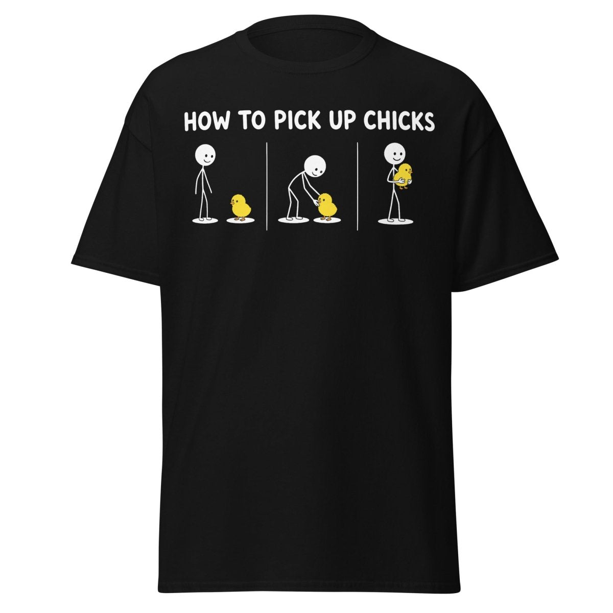 How to Pick Up Chicks Funny Comic Tee - Black - TeeRipple