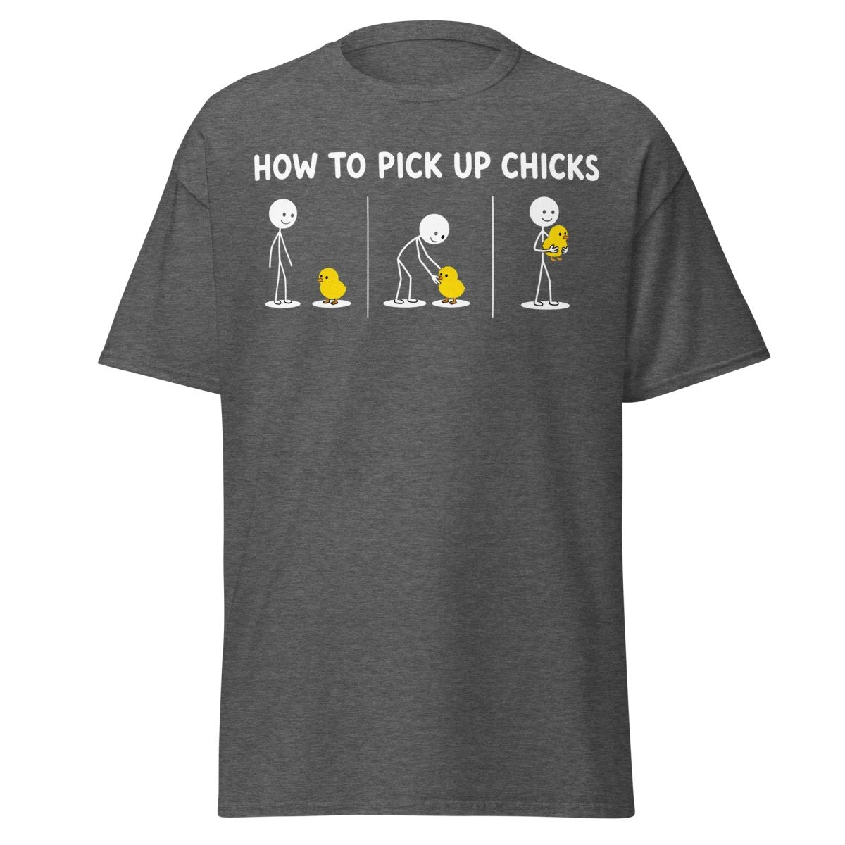 How to Pick Up Chicks Funny Comic Tee - Dark Heather - TeeRipple
