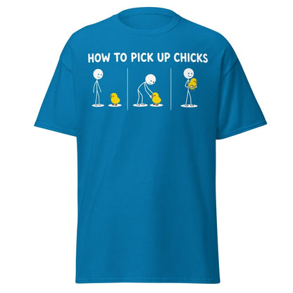 How to Pick Up Chicks Funny Comic Tee - Sapphire - TeeRipple